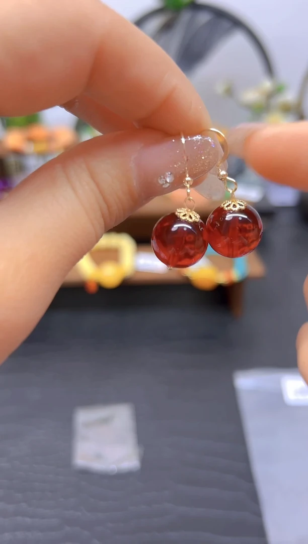 【闪购商品】血珀耳饰14K金镶嵌耳饰E80