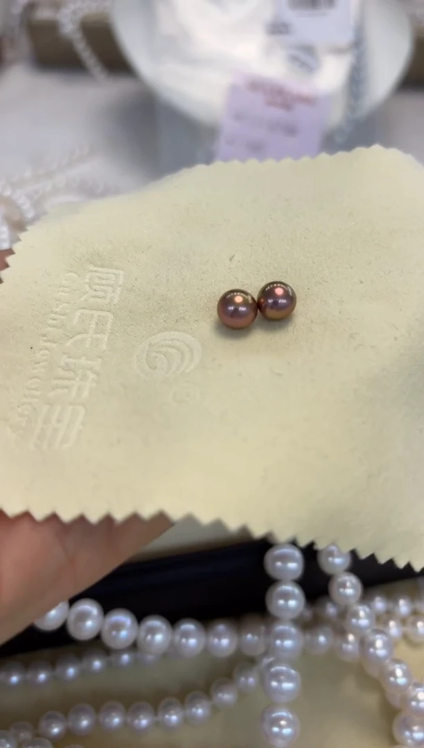 银S925镶嵌耳饰淡水珍珠彩珠耳钉