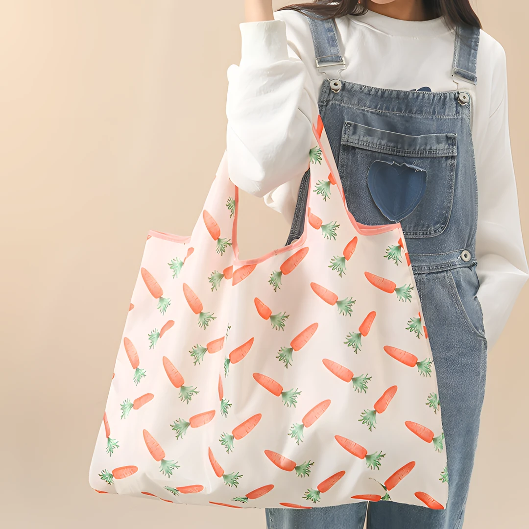 大容量卡通环保购物袋日韩风格便携折叠购物袋买菜超市环保袋收纳