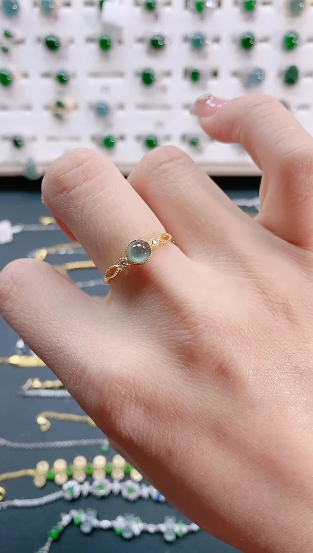 【闪购商品】翡翠戒指银S925镶嵌天然翡翠