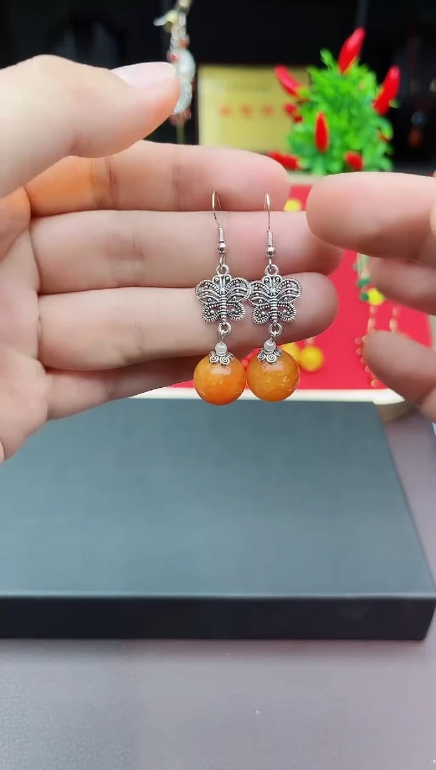 【闪购商品】玛瑙/玉髓耳钉银S925镶嵌436000