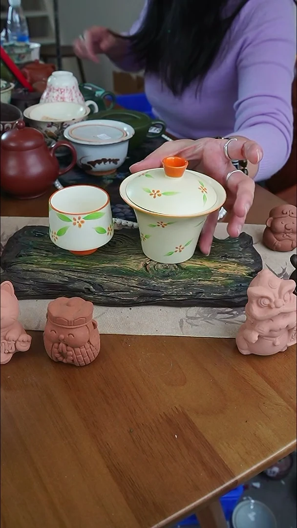 【茶瓷物语】小黄花盖碗