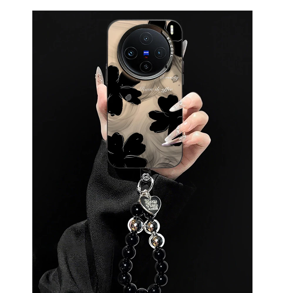 晕染水墨花朵适用vivox200Ultra手机壳X200pro防摔x100pro个性女