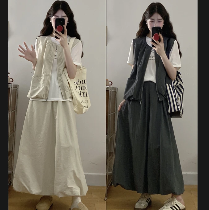 极简风气质时尚套装女装套装上衣通勤宽松衬衫巨显瘦藏肉连衣裙