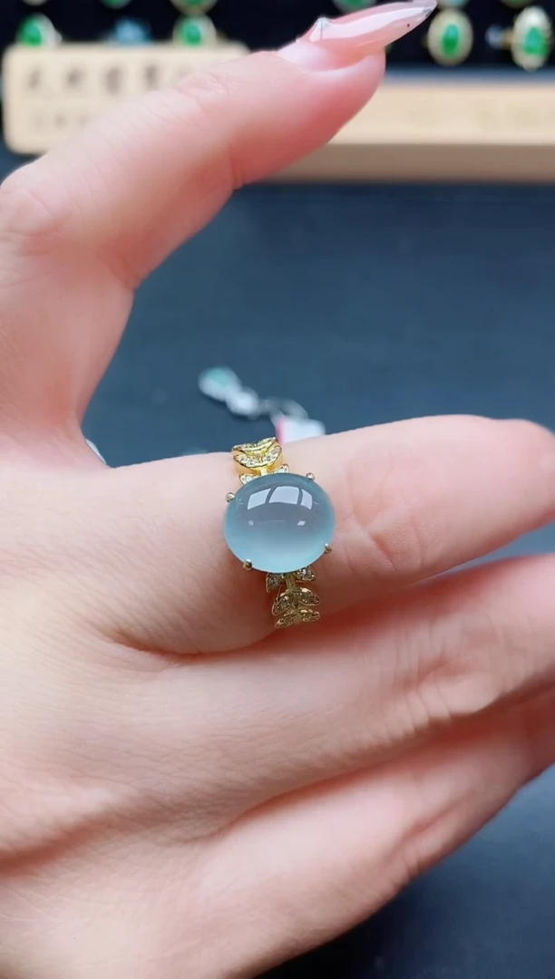 银S925镶嵌戒指翡翠1