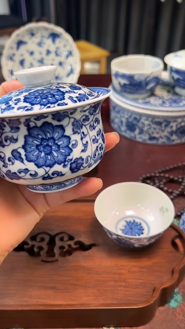 镹日陶柴窑手工手绘青