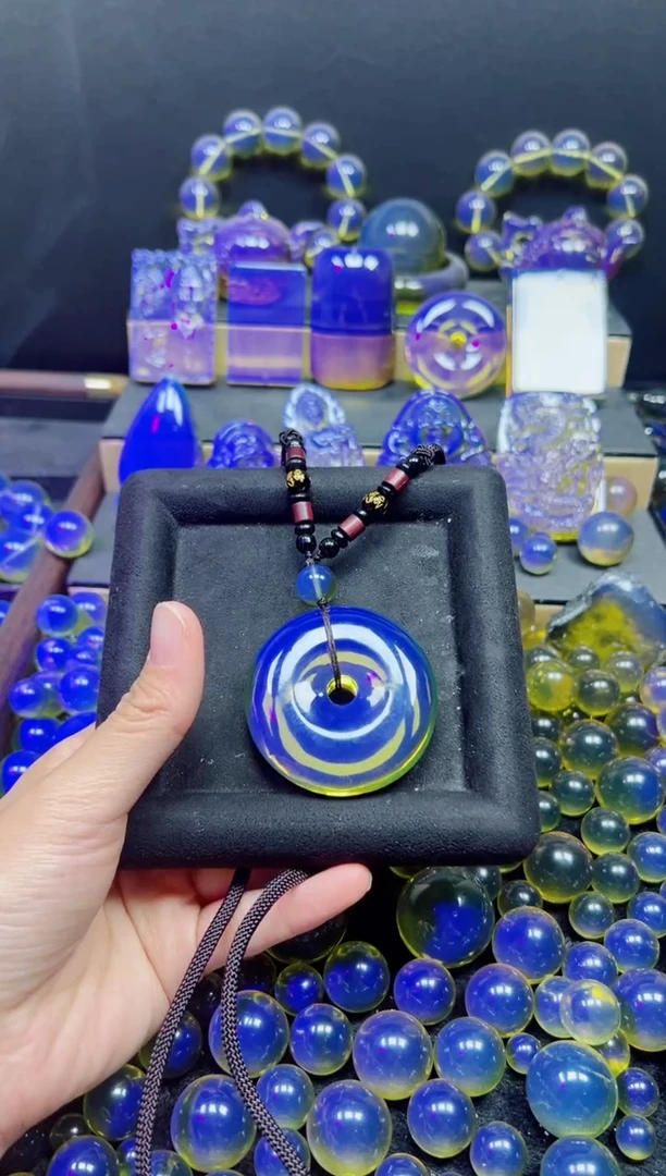 多米尼加净水蓝大平安扣