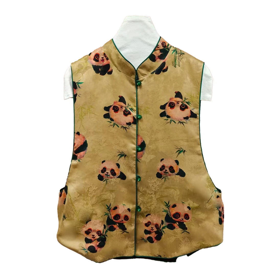 8564【熊猫】双面穿桑蚕丝马甲，衣长57