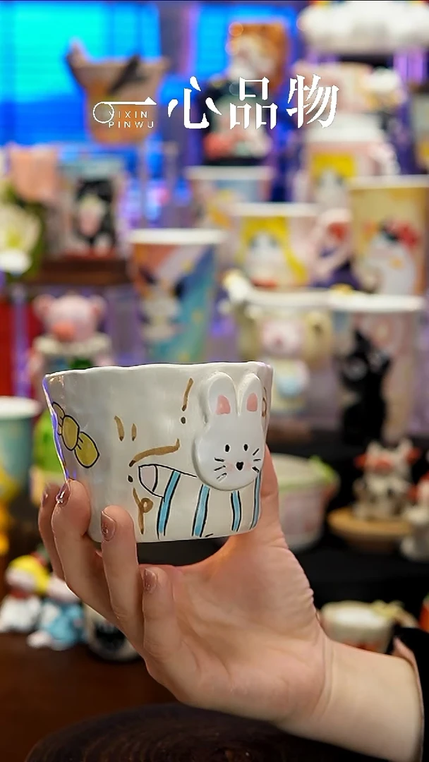杯子瓷A382景德镇手工手绘杯子摆件