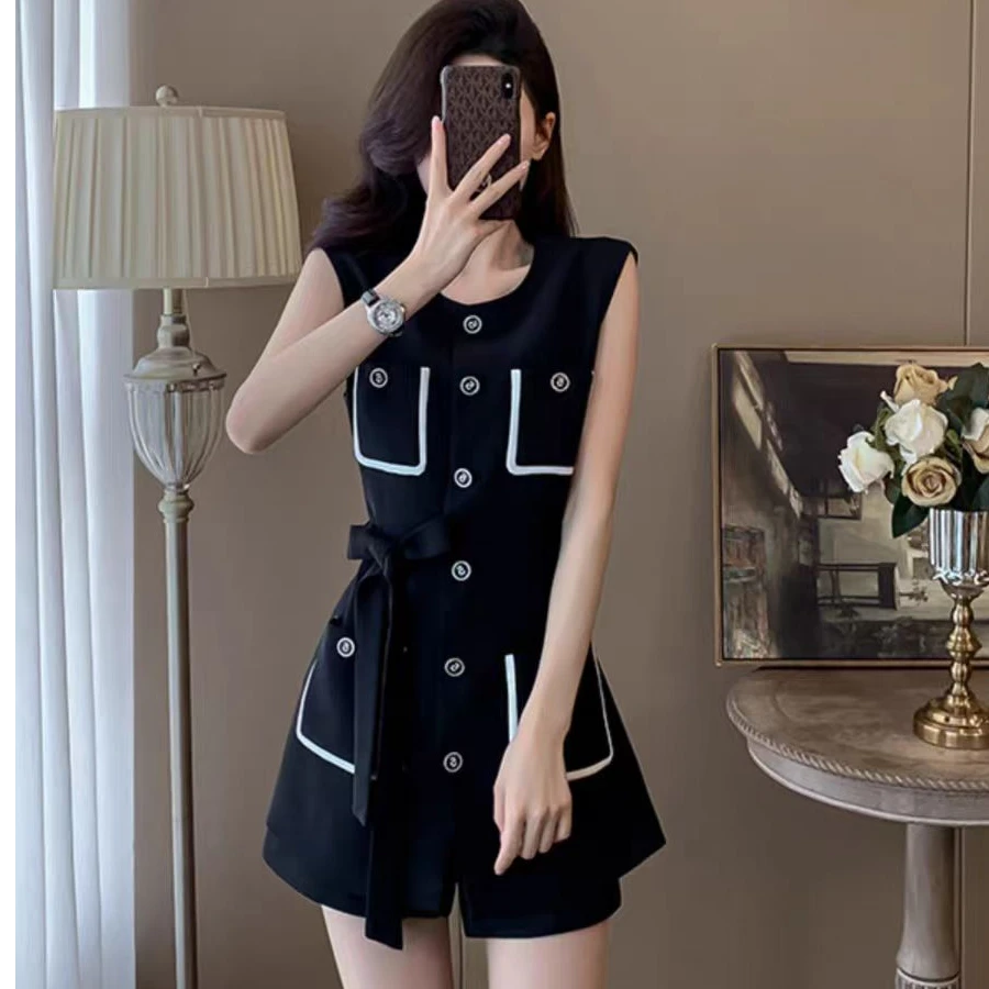 2025新款夏季法式名媛小香风套装高级感小个子高腰短裤两件套