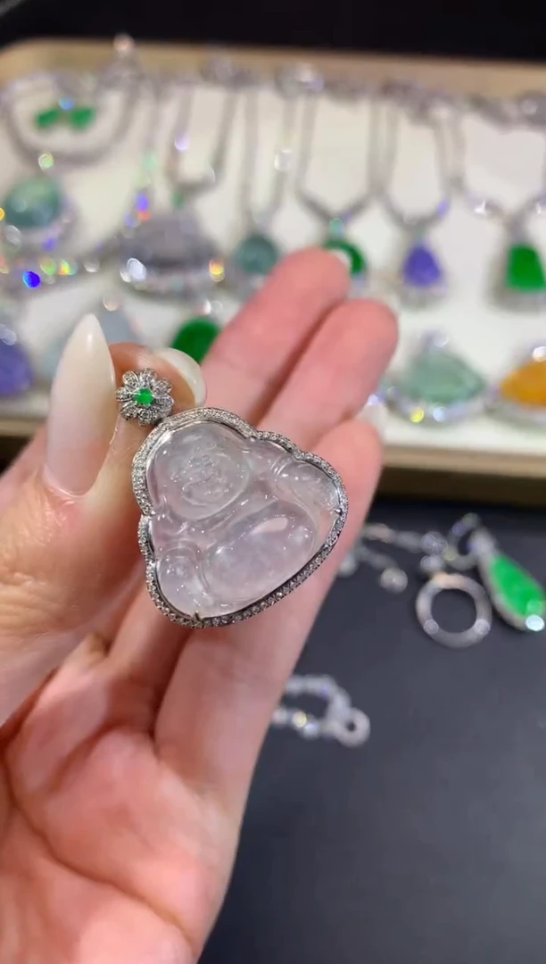 吊坠(不含链)18K金镶嵌翡翠39-佛公