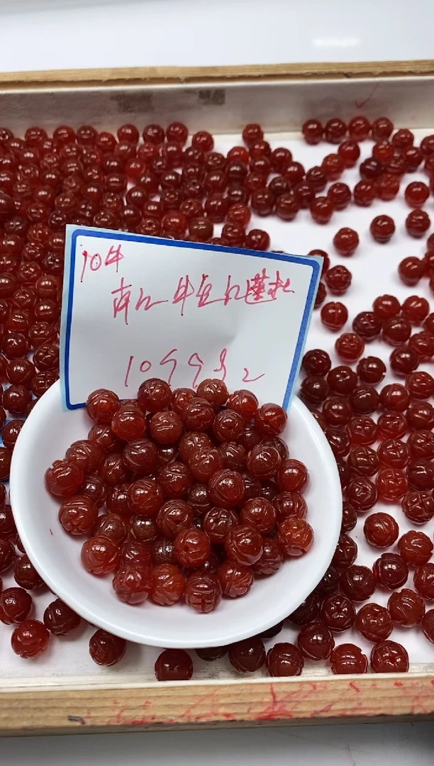 南红玛瑙散珠未镶嵌A1578 牛血红莲花10mm10个9.9元