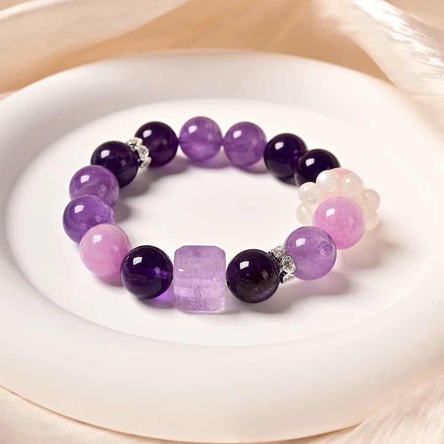 紫锂粉水晶多宝幻彩手链（多样性发货） JF9479