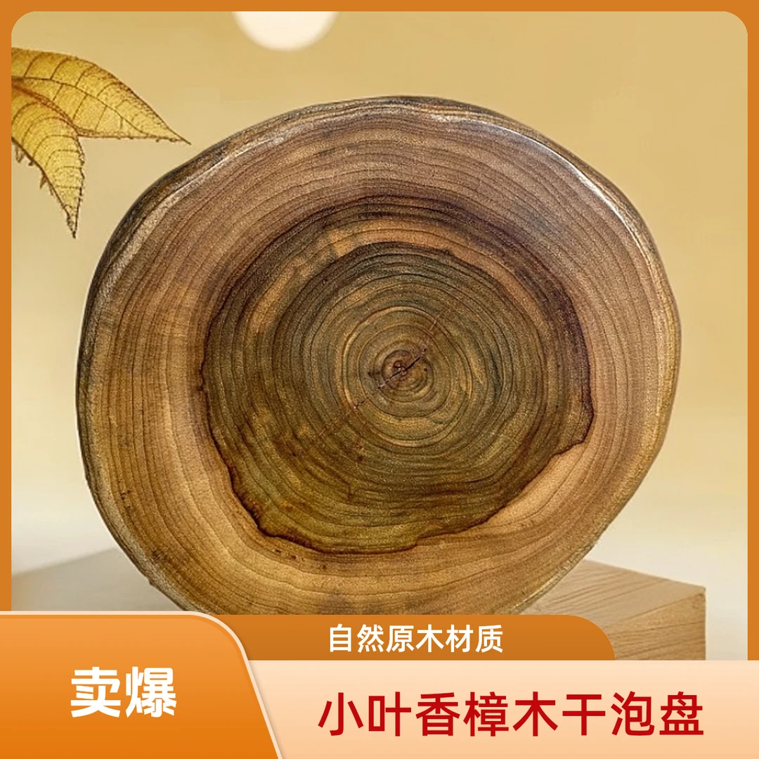 简约香樟木干泡盘壶承底座小摆件个性创意家用书房禅意新中式