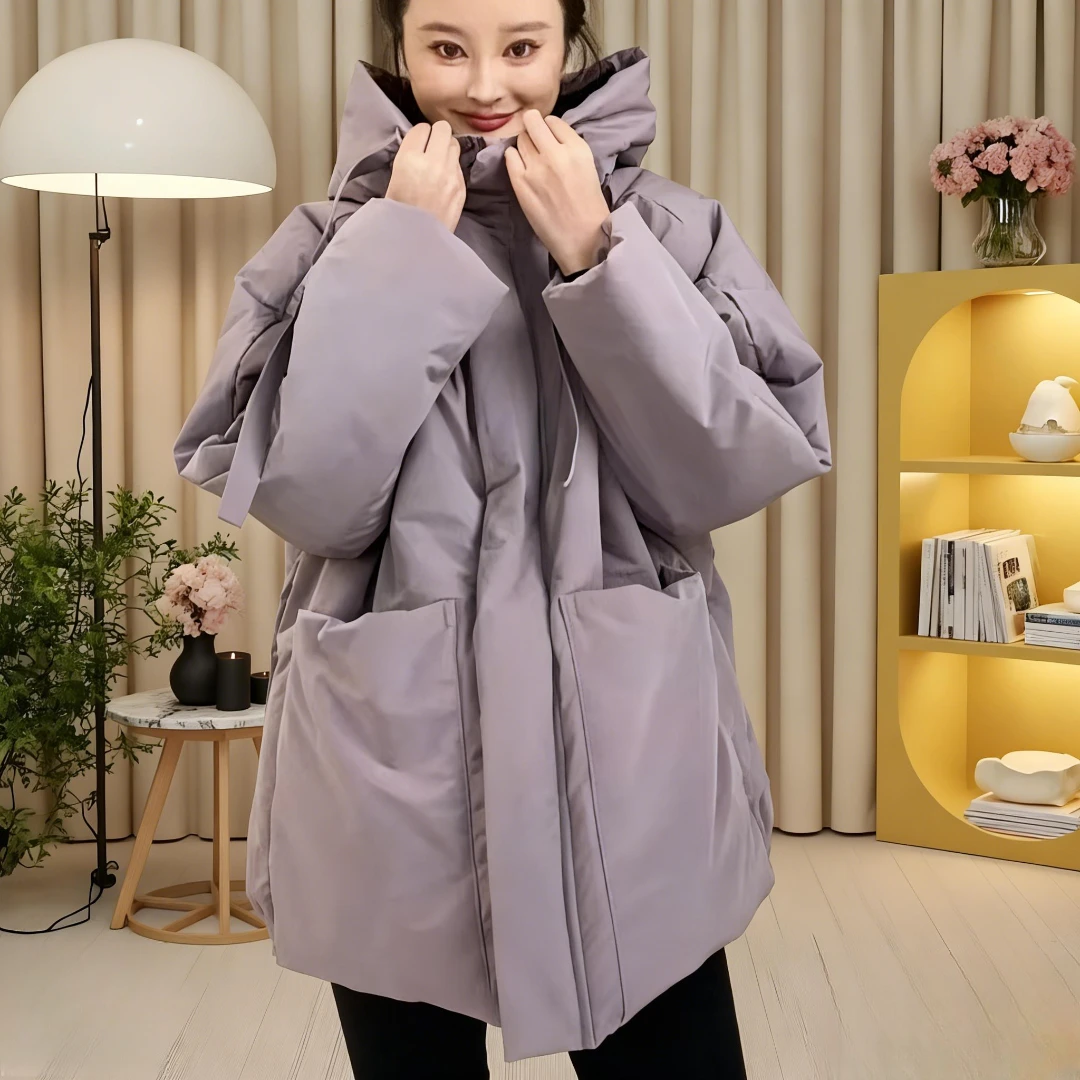 宽松感觉工装棉衣2025冬装新款女装休闲连帽显瘦大口袋棉服外套