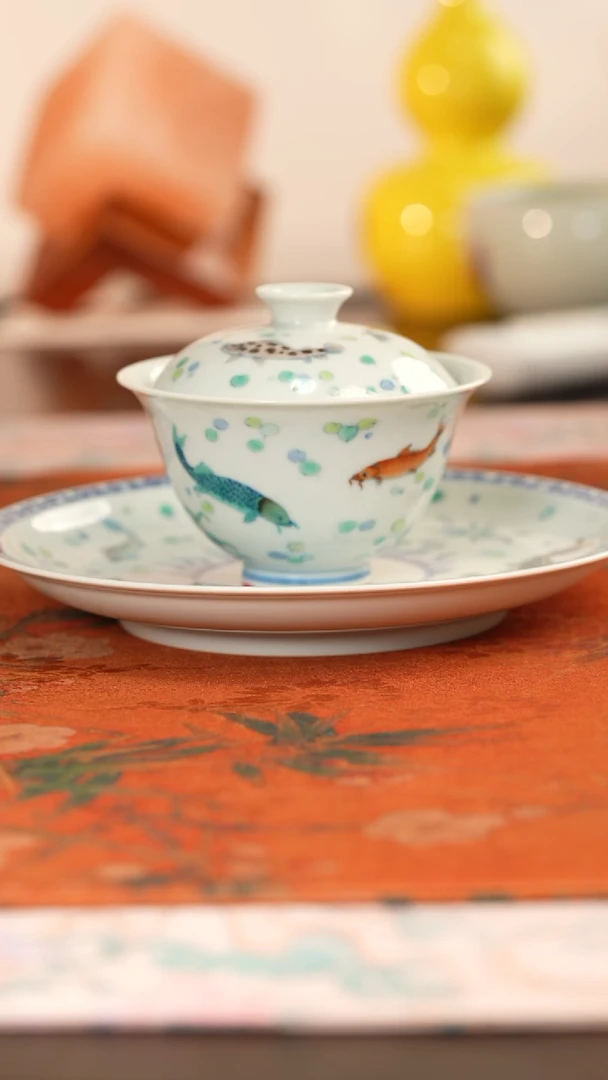 张哈哈陶瓷斗彩茶盖碗套组