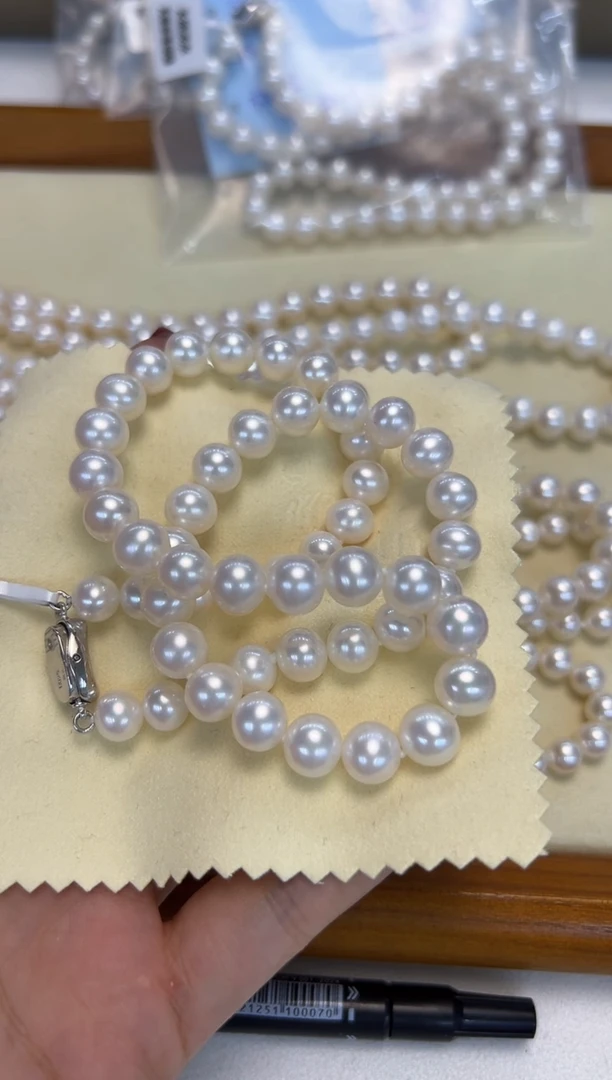颈饰银S925镶嵌淡水珍珠7.5-8.5MM无核