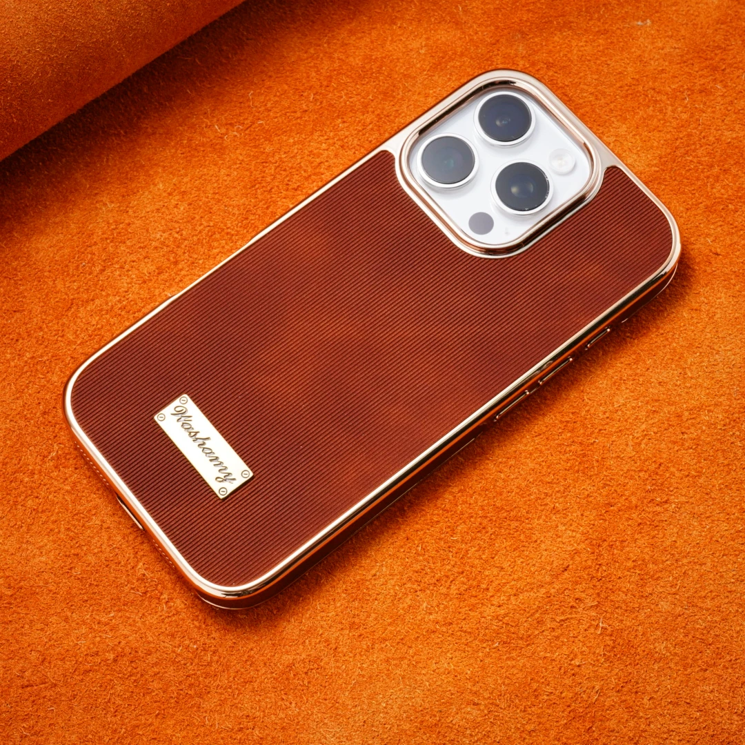 适用苹果16ProMax高档竖纹皮质磁吸手机壳商务男iPhone15/14防摔