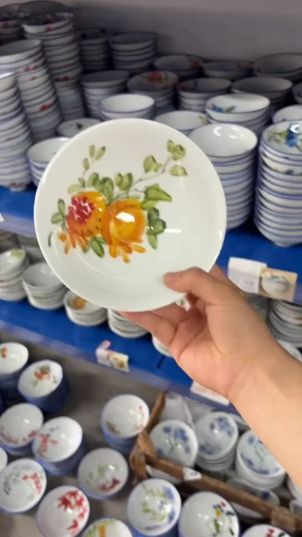 瓷景德镇手绘釉中彩（食品级）斗笠碗