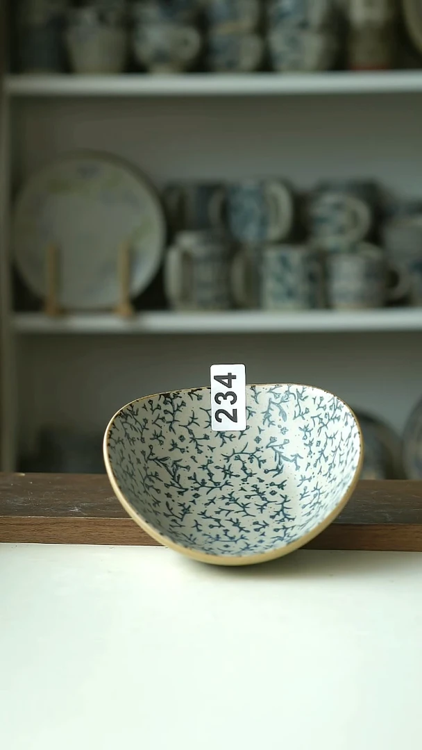 234微瑕悠然花海浪碗16cm@4-2@
