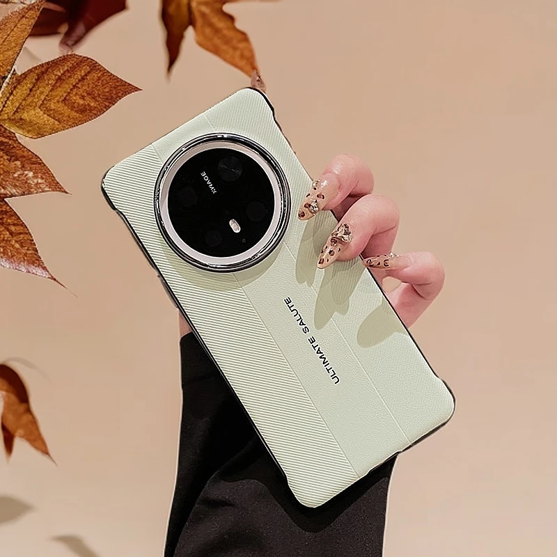 适用Mate70Pro+无边框手机壳半包男女素皮保时捷防摔高级感配件潮