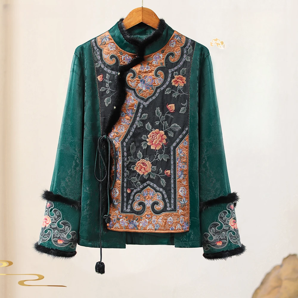 千椿物喜冬季新中式气质百搭绣花棉衣短外套上衣235313