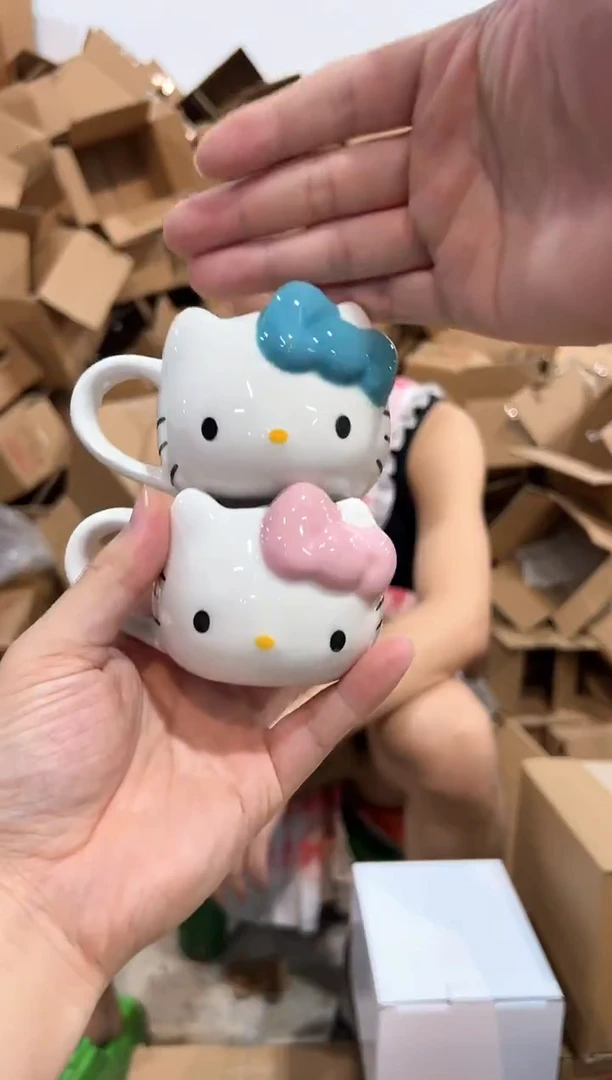 瓷片kkkt 一口杯 蓝色加粉色