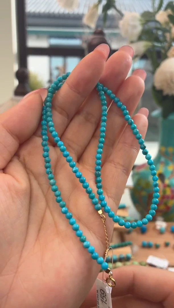 18K金镶嵌绿松石项链1