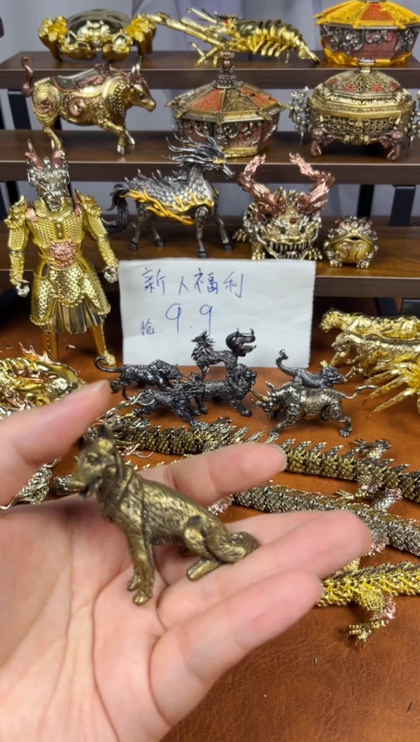 猎犬黄铜实心摆件