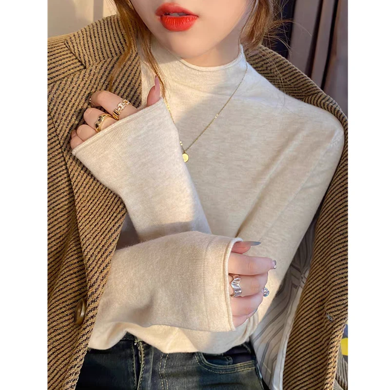 针织衫女内搭高级感打底衫2025秋冬新款上衣长袖宽松圆领早秋毛衣