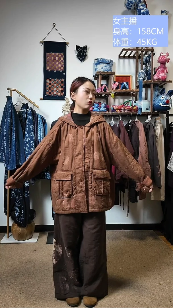 连帽棉服植物染色薯莨加热转印