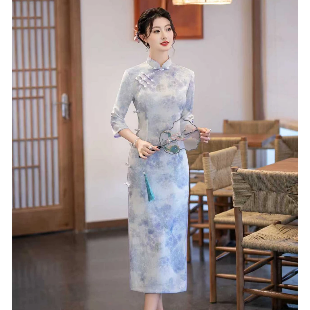 江南春【紫薇】秋款新中式文艺少女高端日常旗袍奢华气质