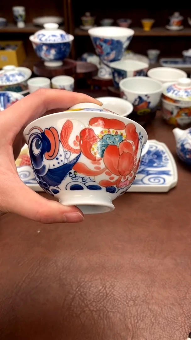 【闪购商品】莲年有鱼盖碗昨明陶瓷