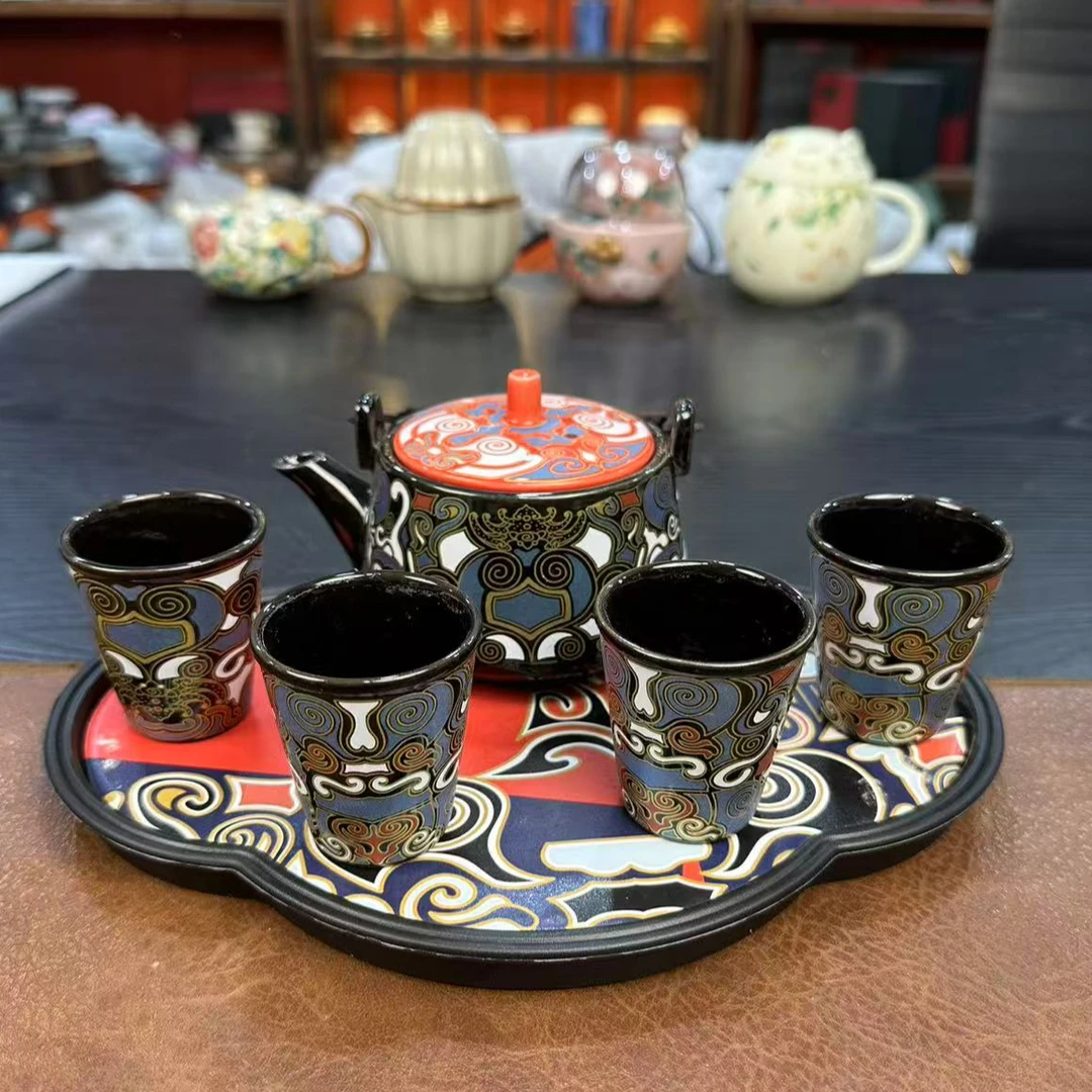 饕餮壶带四杯带茶盘家用旅行茶具