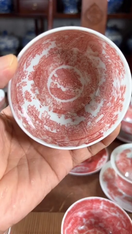 柴窑釉里红姑苏繁华图杯杯