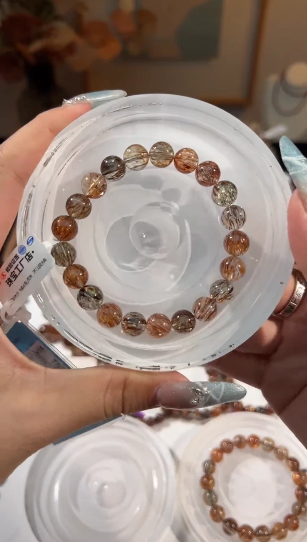 水晶手串未镶嵌顺发黑金超七9+