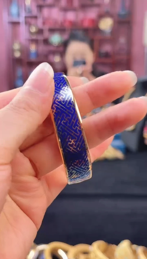 非遗 景泰蓝手镯 宝蓝 万字纹 59
