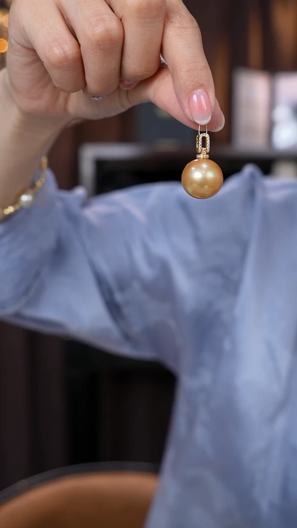 18K金镶嵌吊坠(不含链)海水珍珠金珠16-17mm