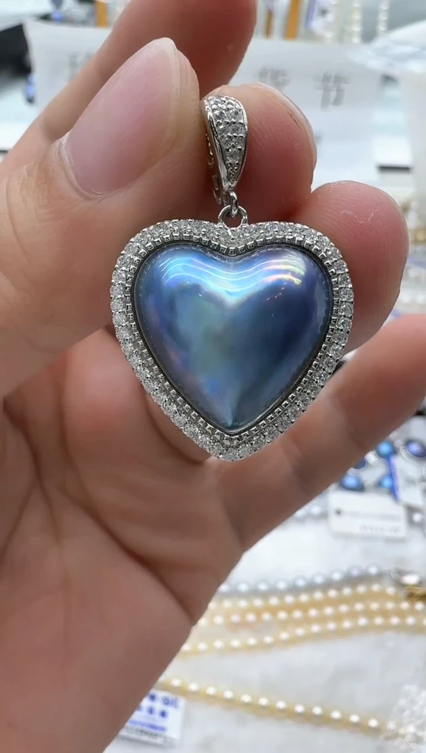 【闪购商品】拼合珍珠（马贝珠）颈饰银S925镶嵌清货