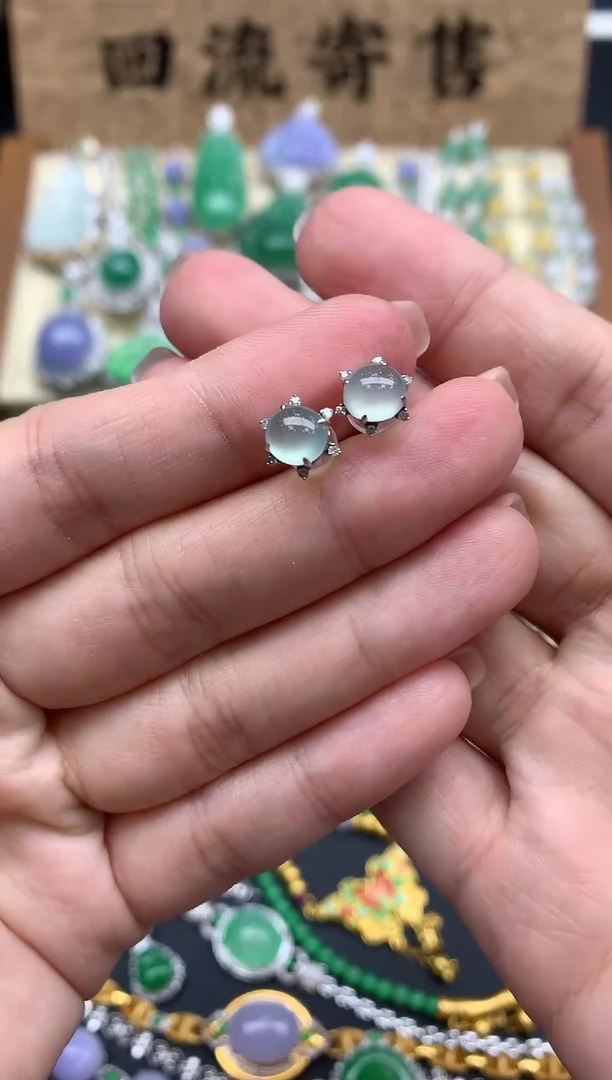 【闪购商品】翡翠耳饰18K金镶嵌51-中国好珍宝