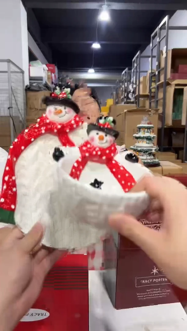 瓷片原盒雪人盘加雪人碗