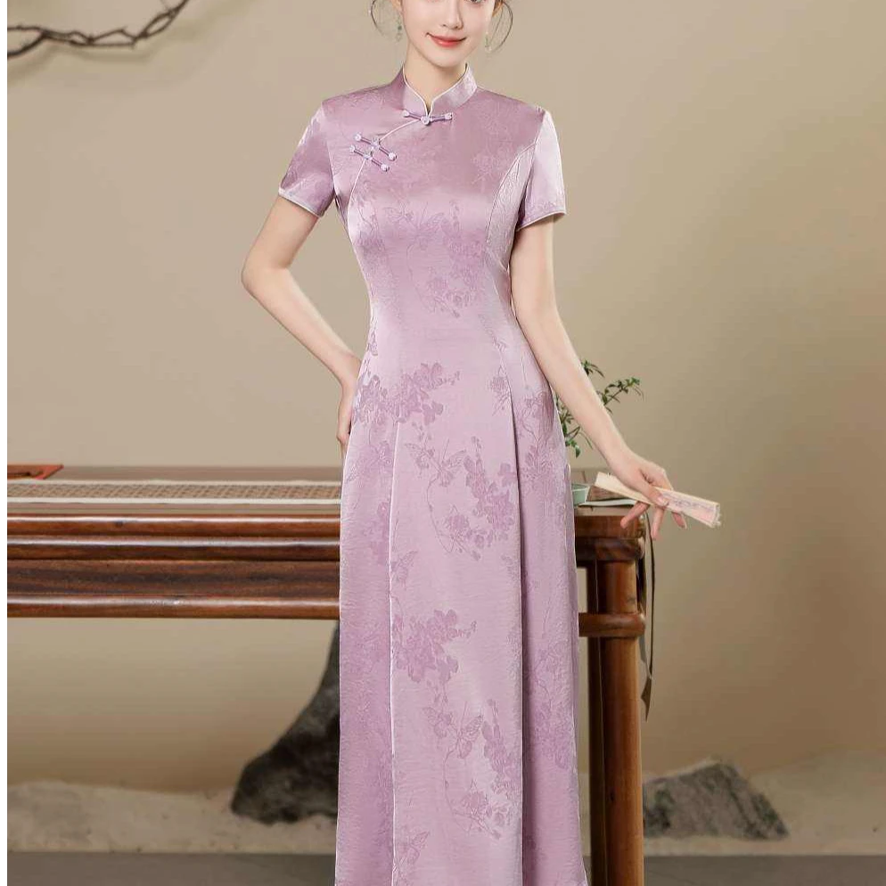 【梦蝶，夏款单层】国风妈妈连衣裙改良中式显瘦女款爆款旗袍裙