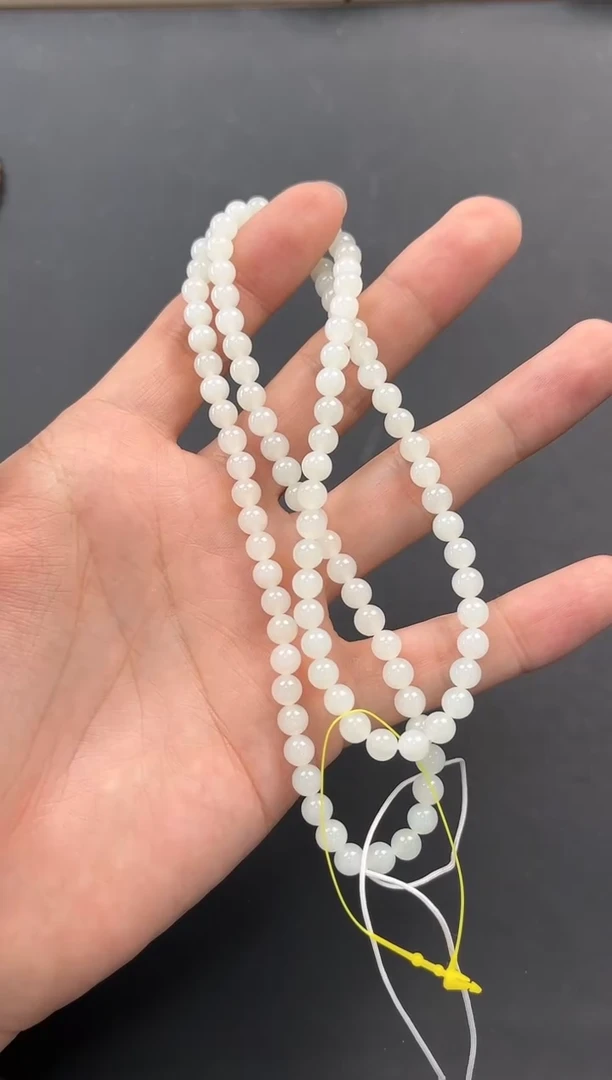 未镶嵌手串和田玉愿**S且末天泰白玉108项链卡6微色差