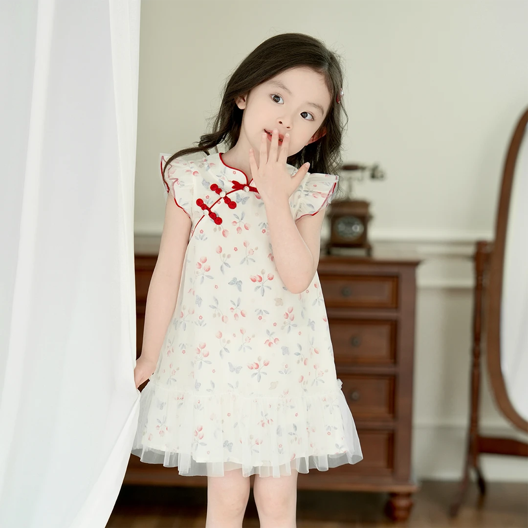现货【花间令】夏季3583女宝新中式旗袍裙女童甜美洋气国风连衣裙