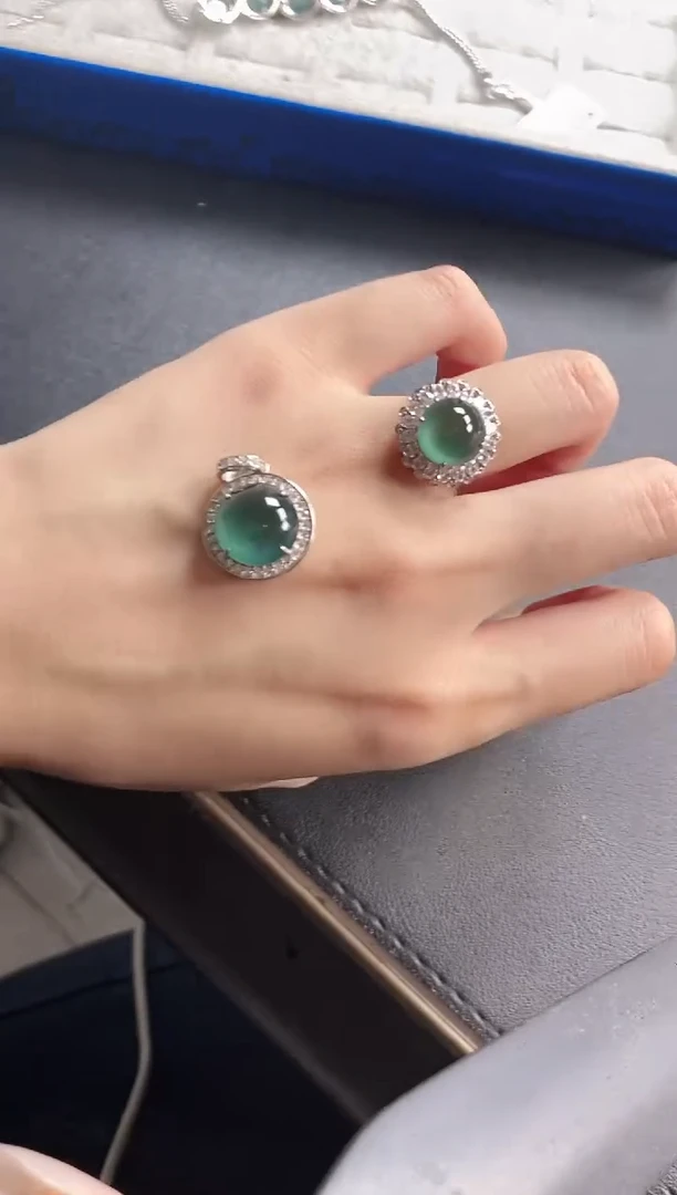 银S925镶嵌戒指翡翠545411