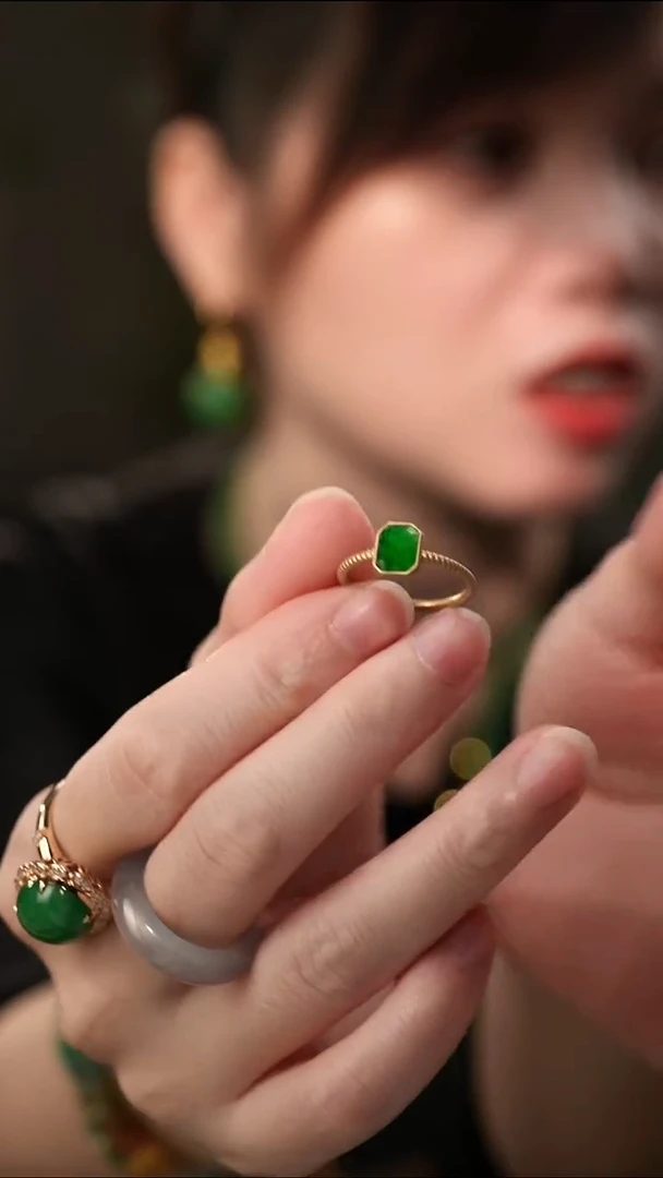 银S925镶嵌戒指翡翠翡翠戒指