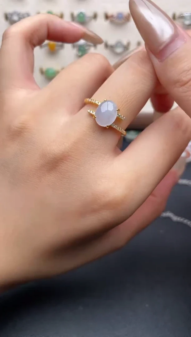 银S925镶嵌戒指翡翠一物一证一礼盒