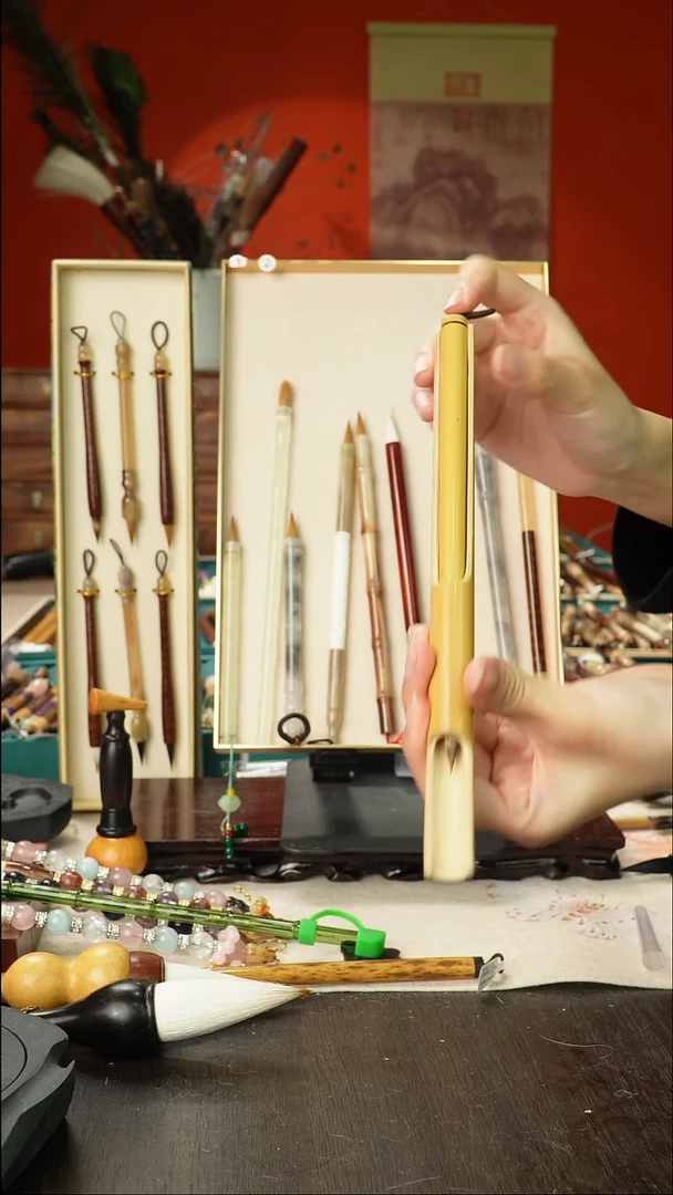 8号孤品高货毛笔链接 清水试笔 蘸墨不退