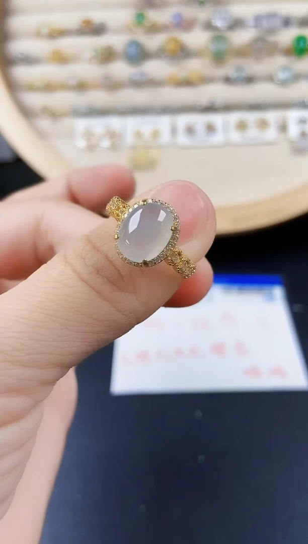 翡翠戒指银S925镶嵌3434535