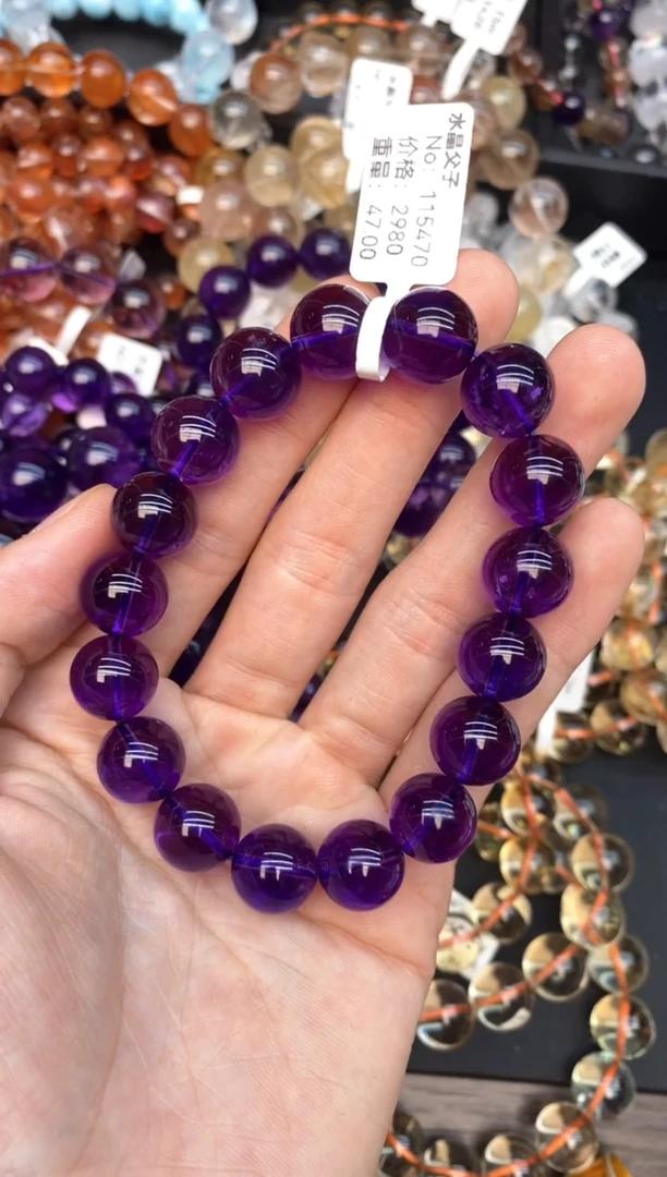 水晶手串未镶嵌18紫水晶12mm
